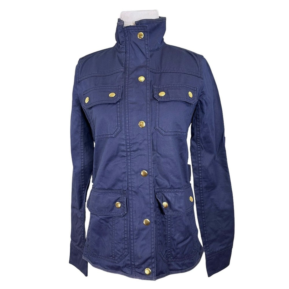 J.Crew Downtown Field Jacket Waxed Cotton Navy Women's XXS Holiday 2012